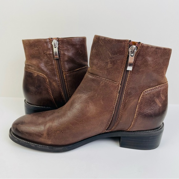 Franco Sarto Benny Brown Leather Ankle Boots Heeled Side Zip Women’s Size 6M - Picture 8 of 12